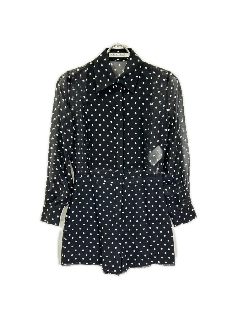 Dior Bee Embroidery Silk Dot Jumpsuit 34